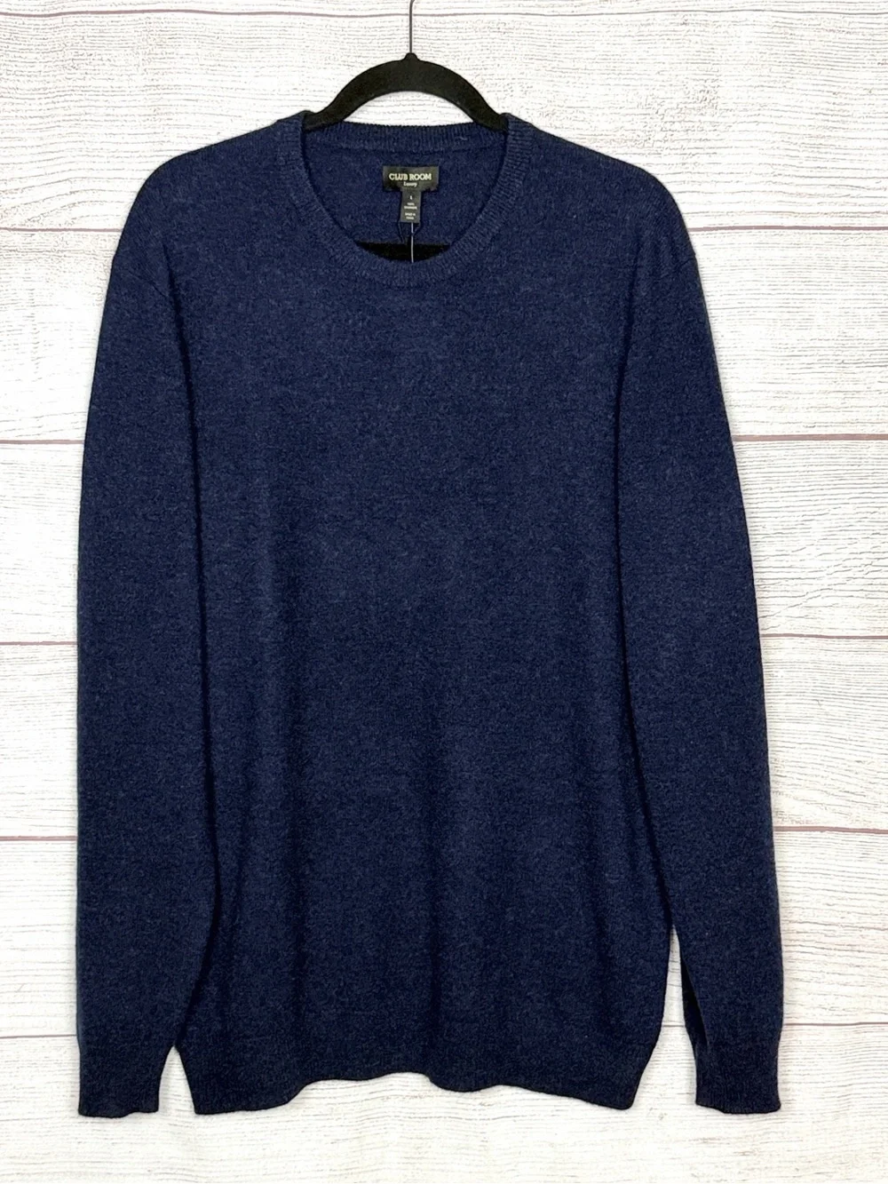 NWT Club Room Crewneck Cashmere Sweater Pullover Navy Blue Men's size L Luxury
